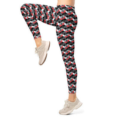 Leggings - Red Neon Micro Cubes