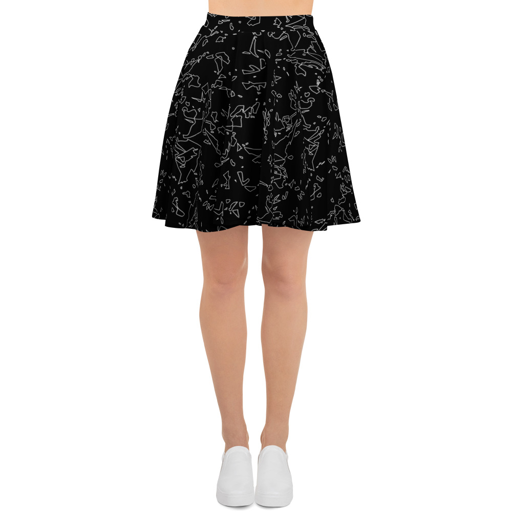 skater skirt women’s – black crystal