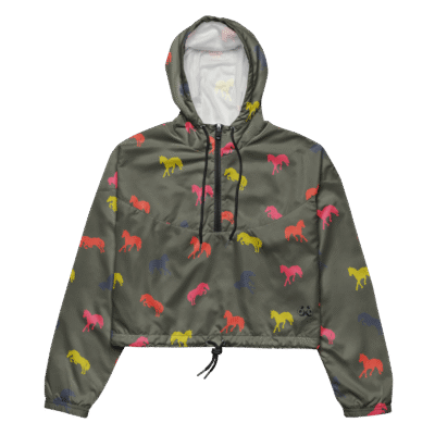 Cropped Windbreaker Women's- Fluo Horses