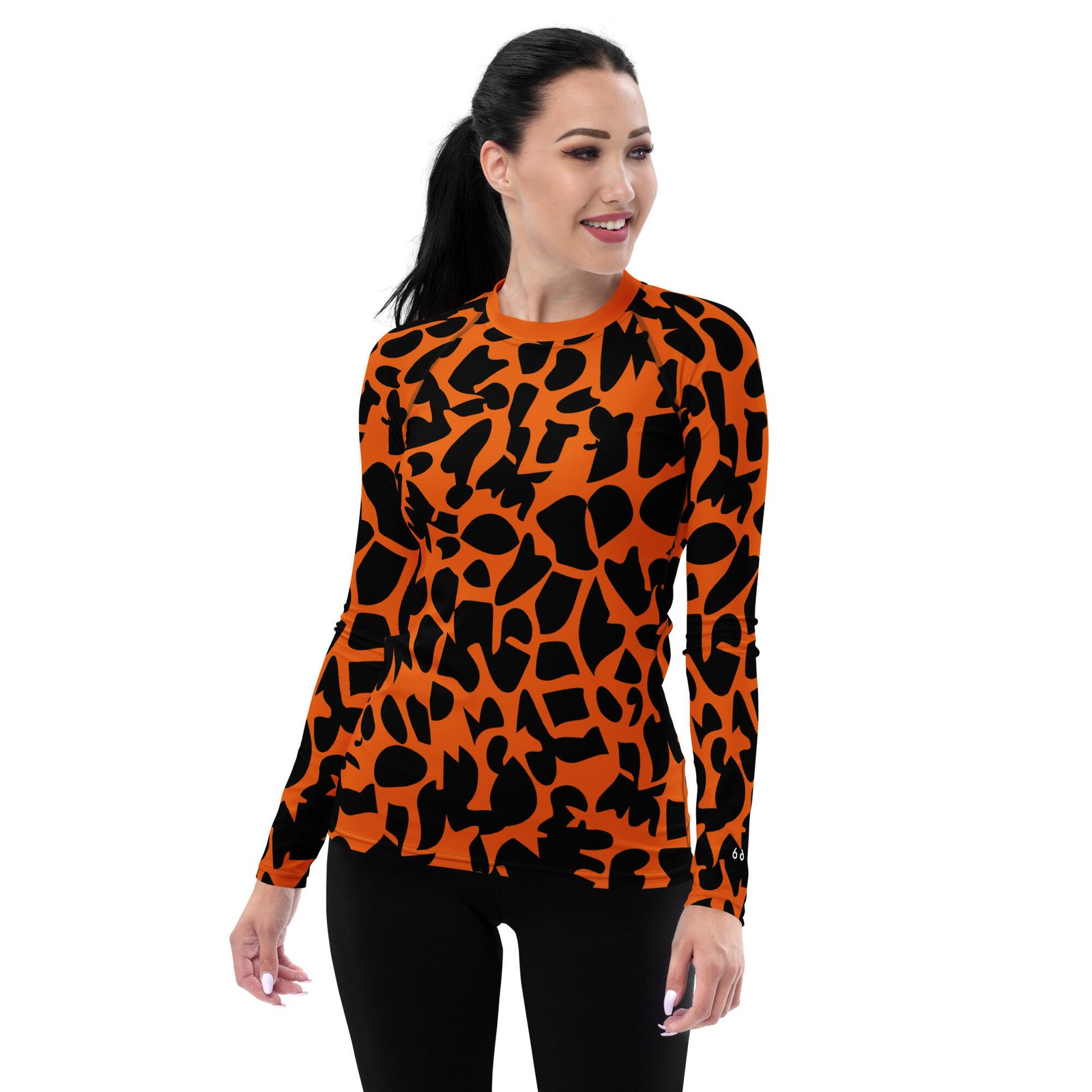 rash guard women's orange zoo ground