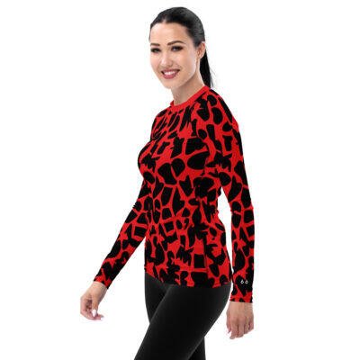 rash guard women's red zoo ground