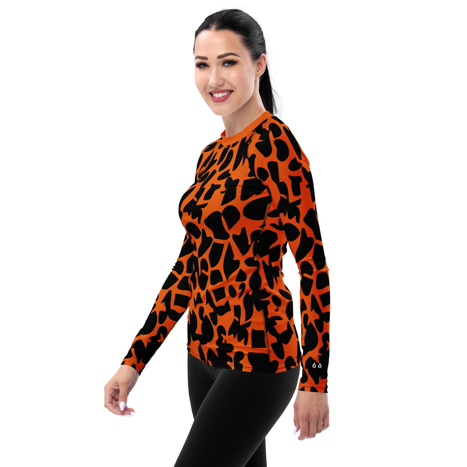 rash guard women's orange zoo ground