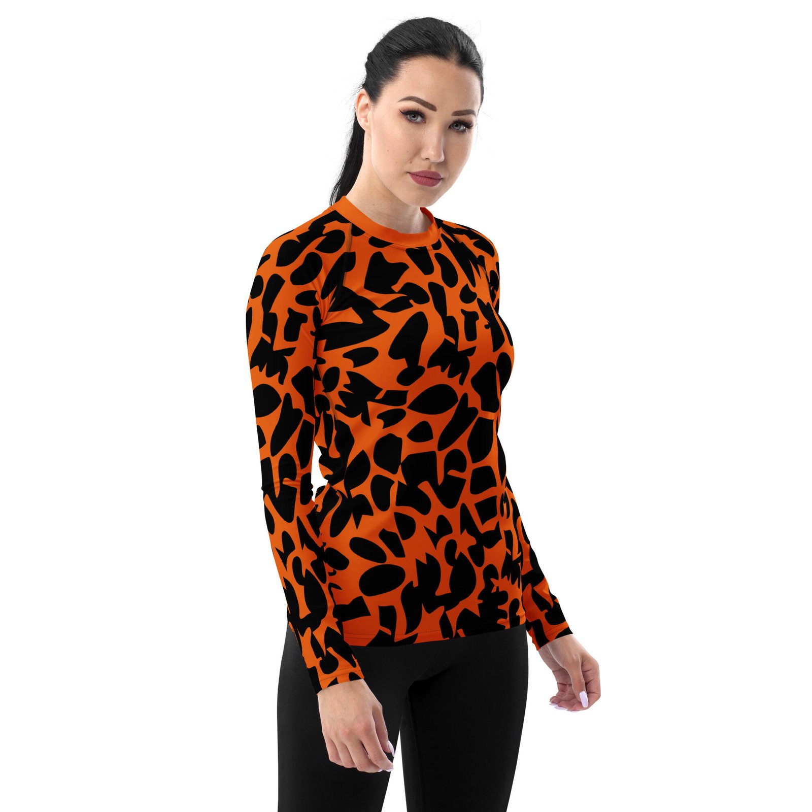 rash guard women's orange zoo ground