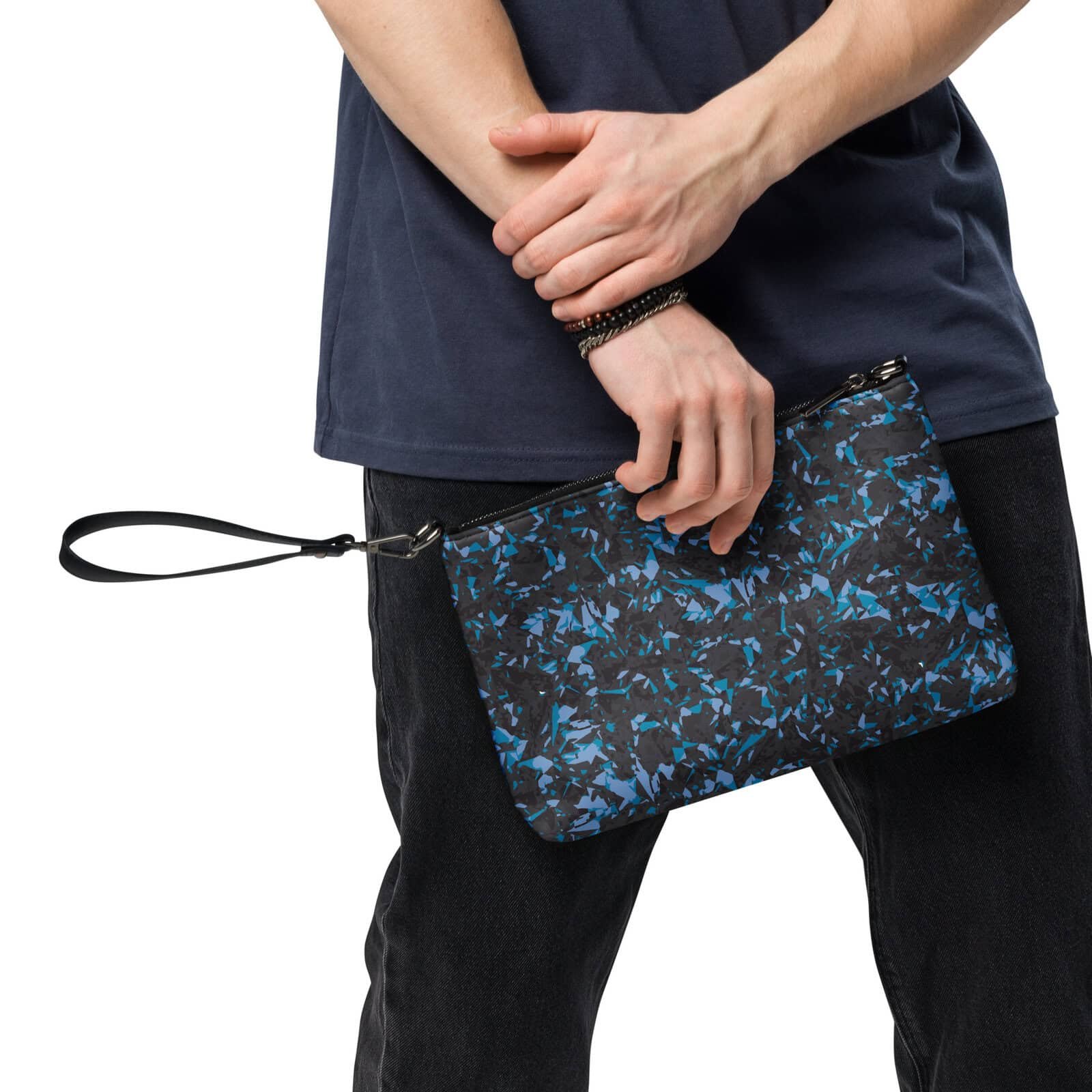 wristlet bag blue crystal
