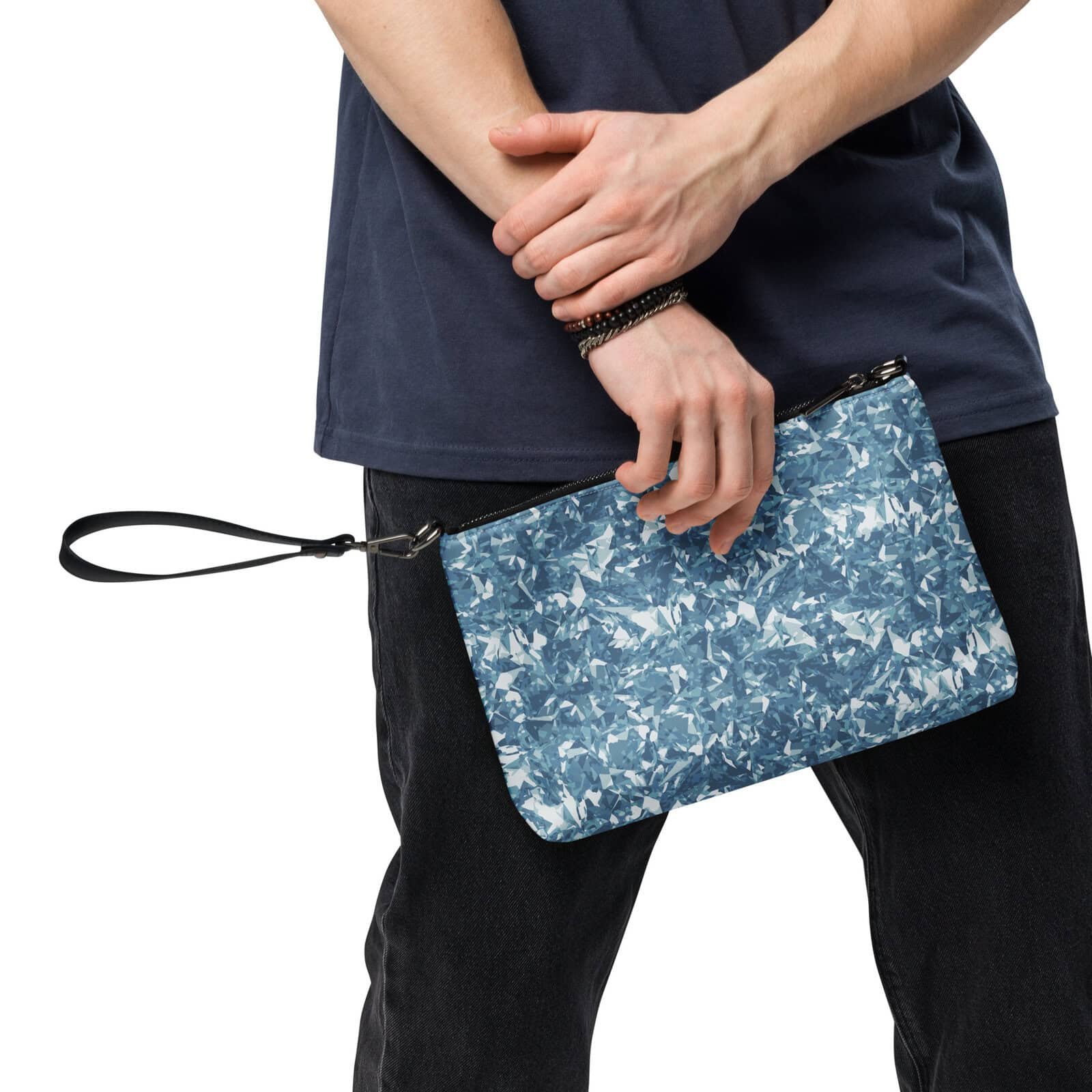 wristlet bag light blue crystal
