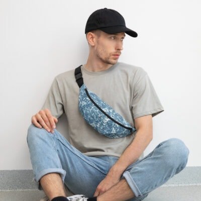 fanny pack men's light blue crystal