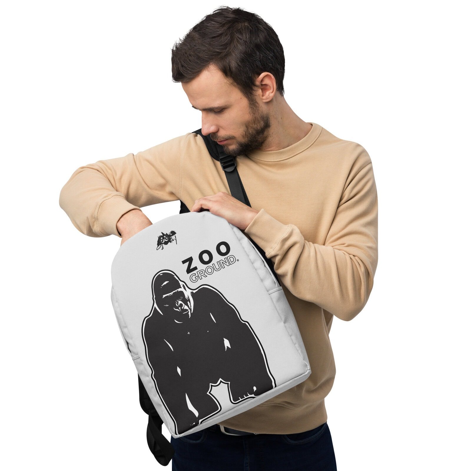 backpack men's minimalist white gorilla