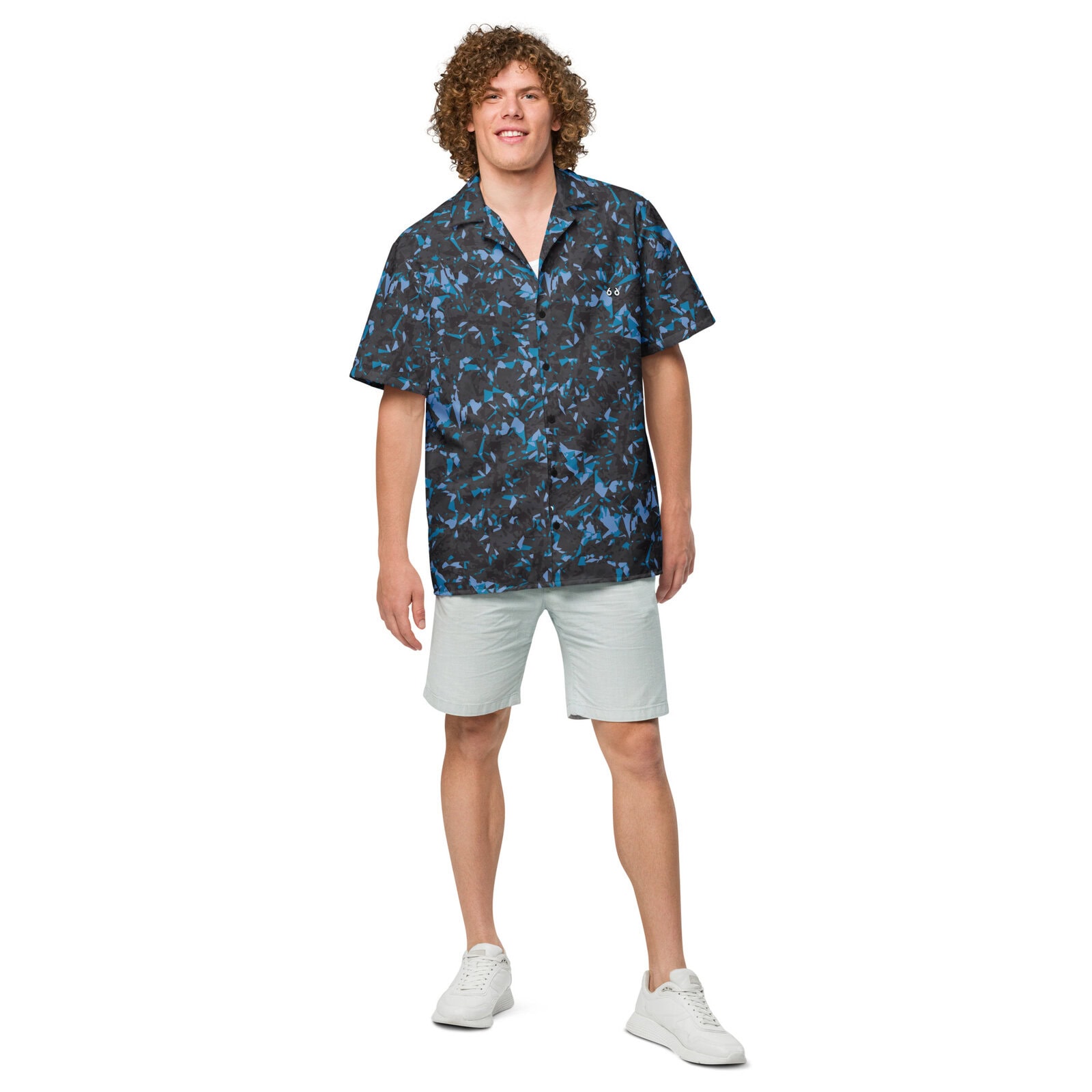 men’s shirt bowling – blue crystal