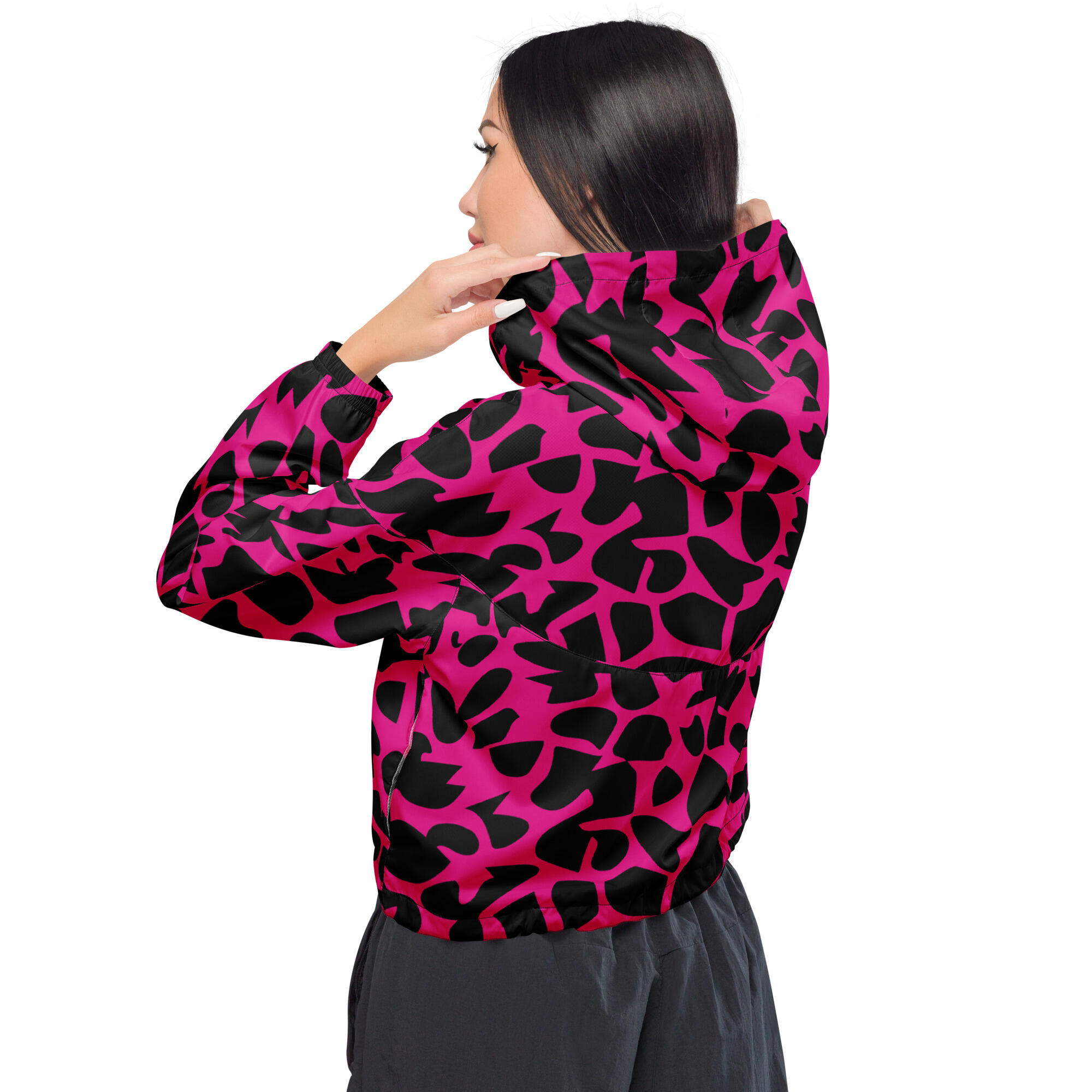 cropped windbreaker women's – fucsia zoo ground