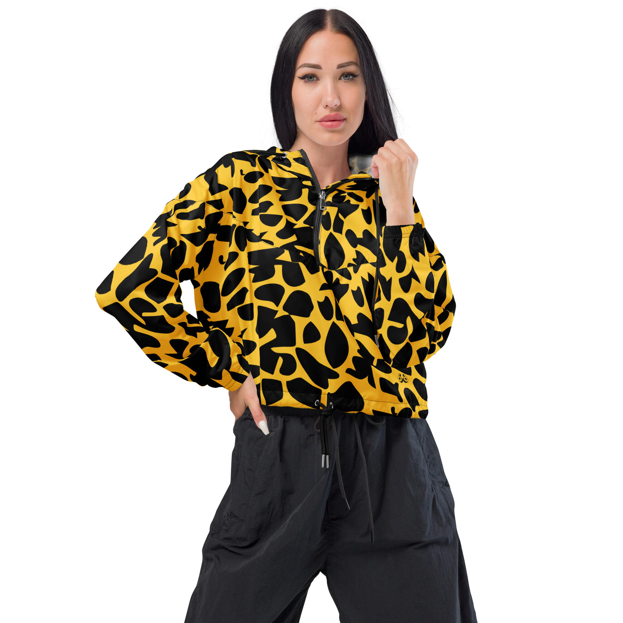 cropped windbreaker women's – yellow zoo ground