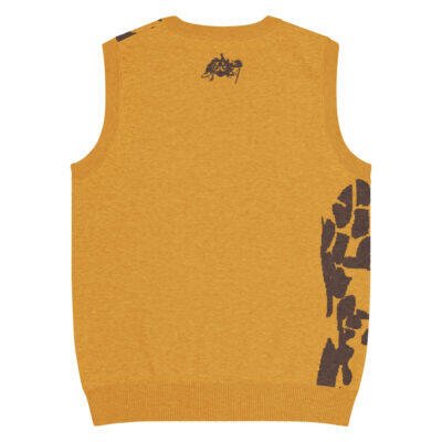 knit v neck vest –orange zoo ground