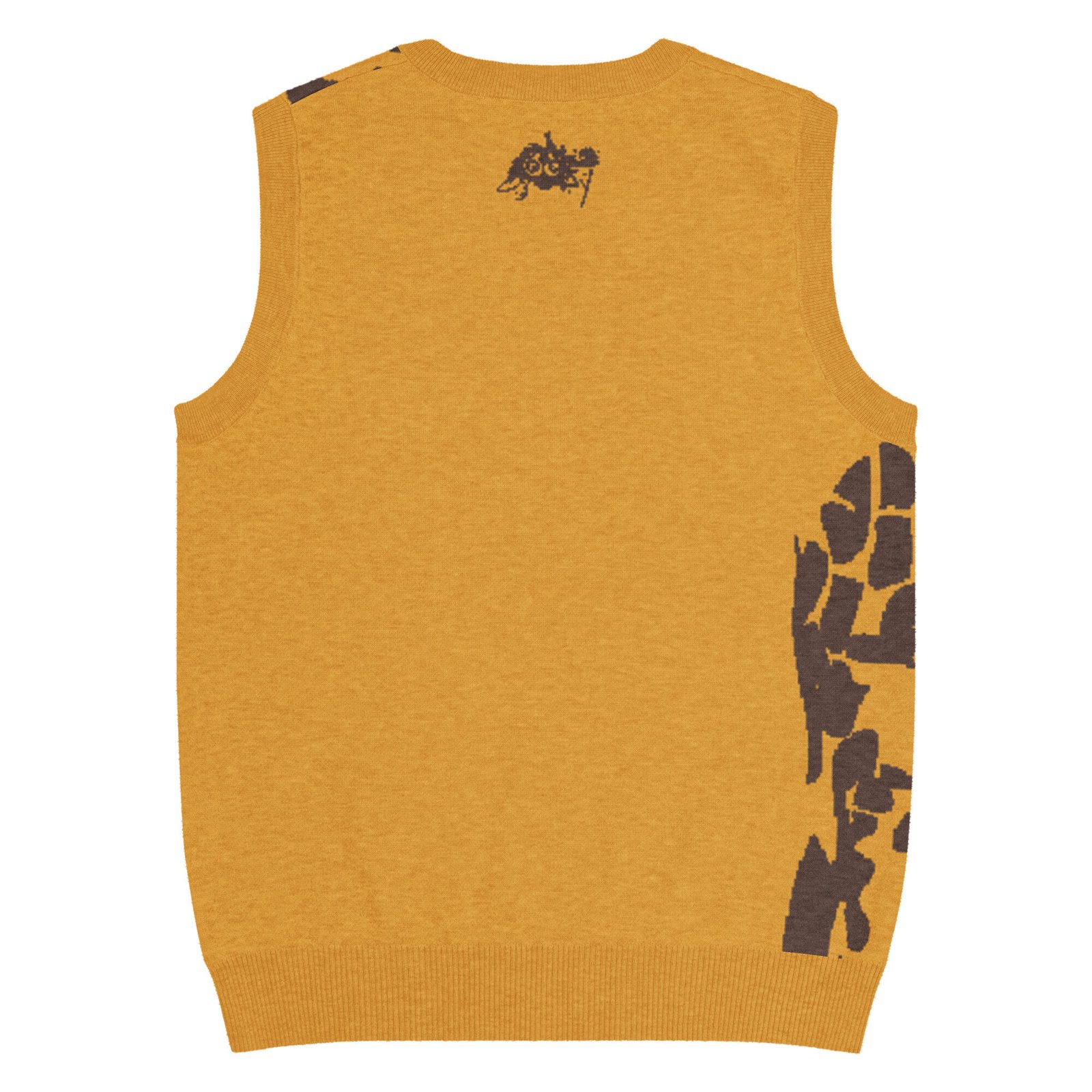 knit v neck vest –orange zoo ground