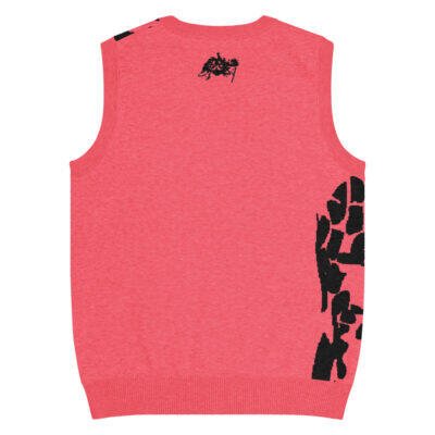 knit v neck vest –pink zoo ground