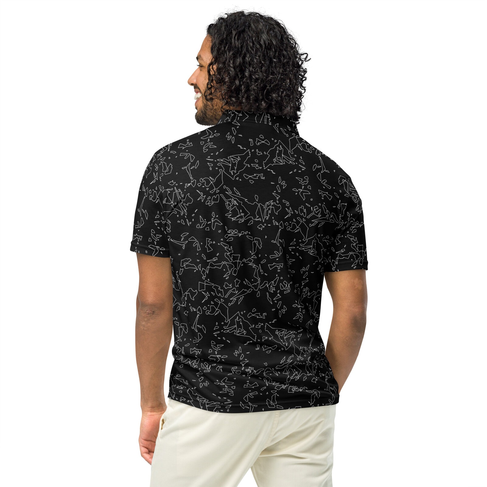 men’s slim fit polo black crystal