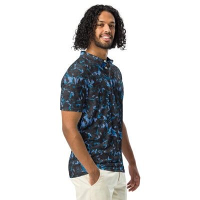 men’s slim fit polo blue crystal