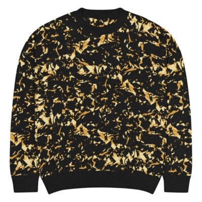 relaxed fit knitted crew neck sweater mustard crustal
