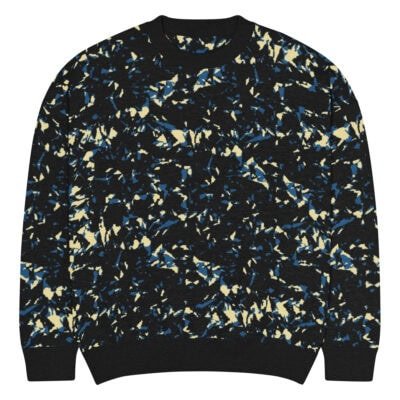 relaxed fit knitted crew neck sweater blue crystal