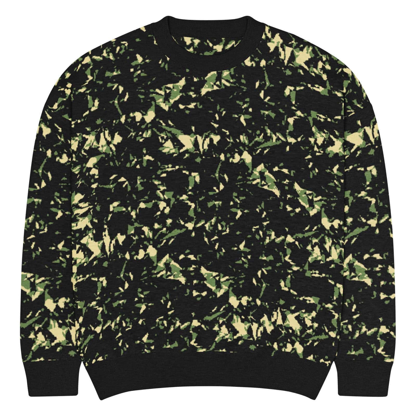 relaxed fit knitted crew neck sweater green crystal