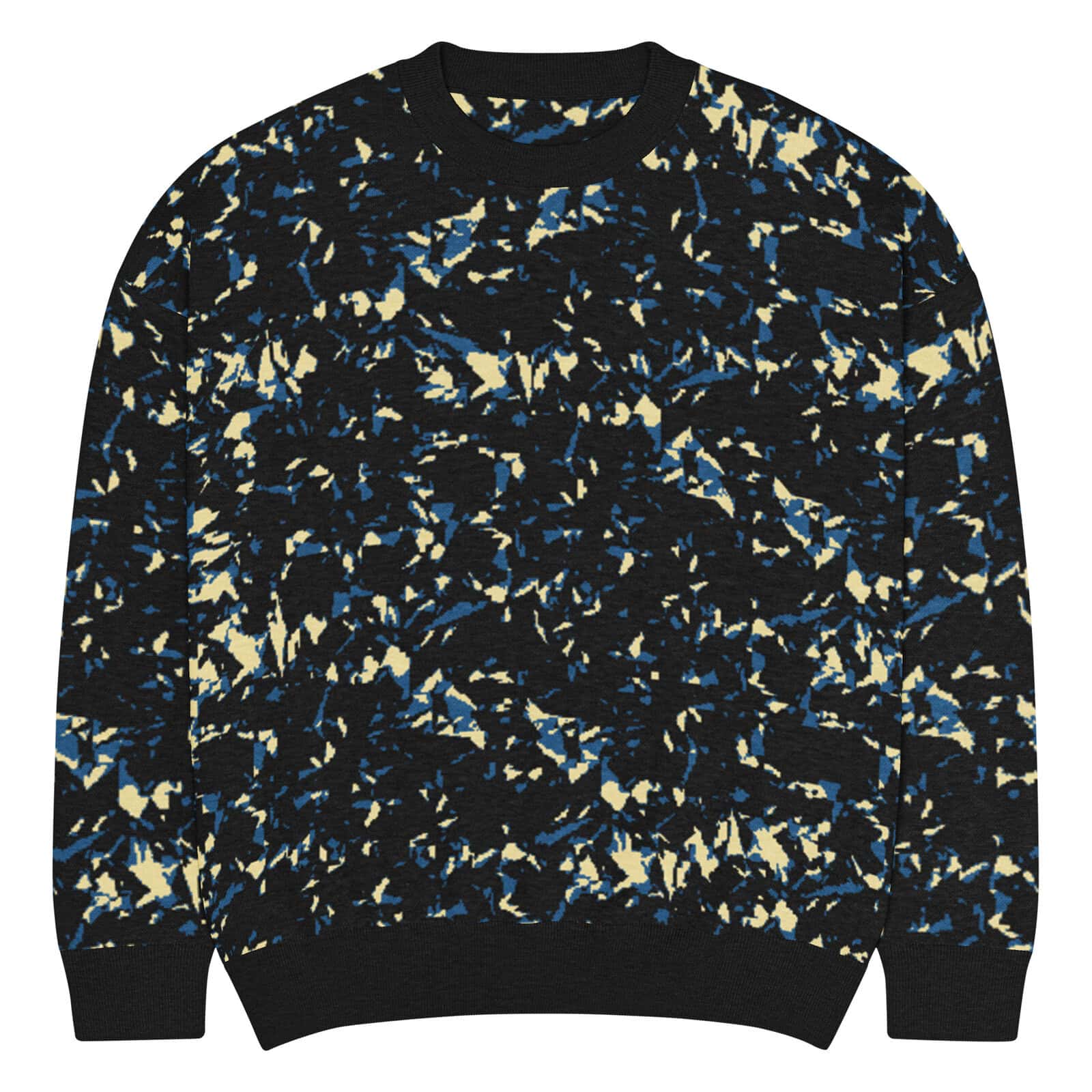 relaxed fit knitted crew neck sweater blue crystal
