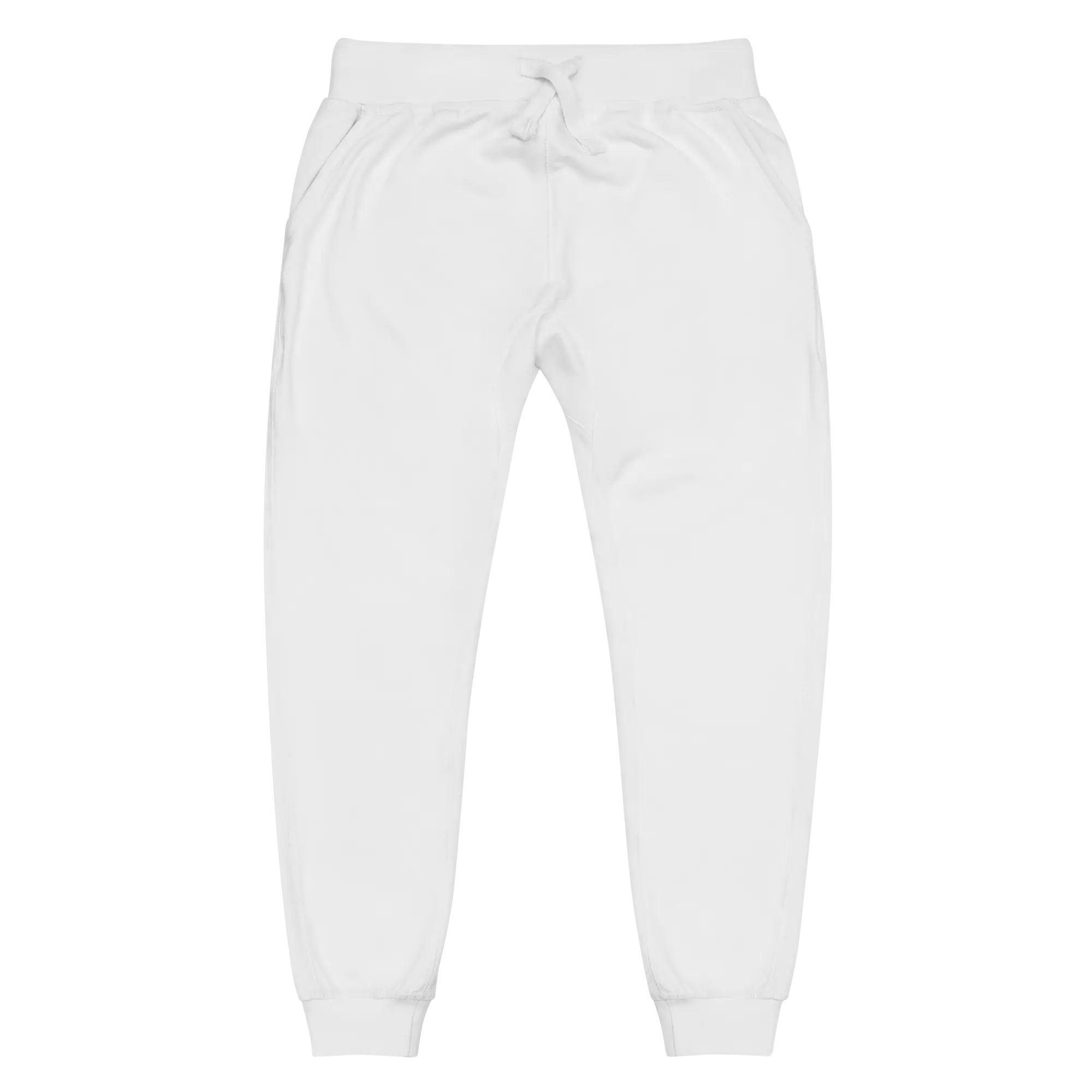 Women's white sweatpants with Sketch brand embroidery on the left leg