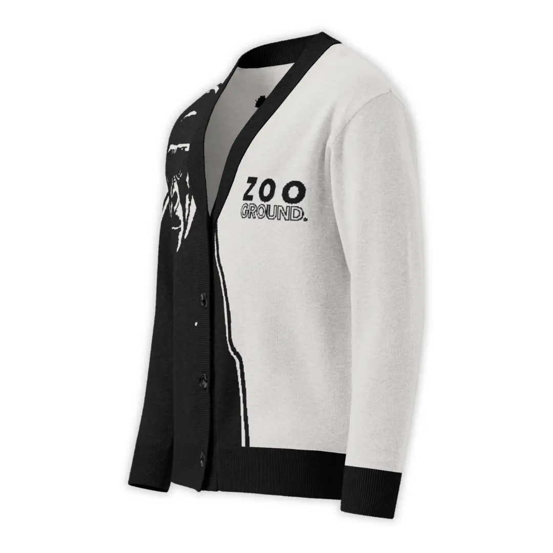 Men's Gorilla Zoo Ground Jacquard Cardigan, Glamorous Streetwear Style