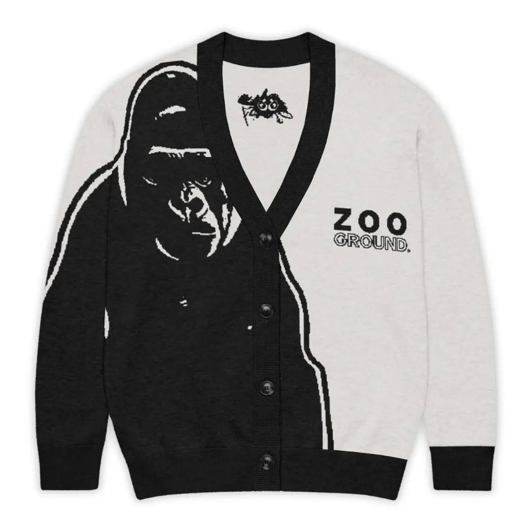 Men's Gorilla Zoo Ground Jacquard Cardigan, Glamorous Streetwear Style