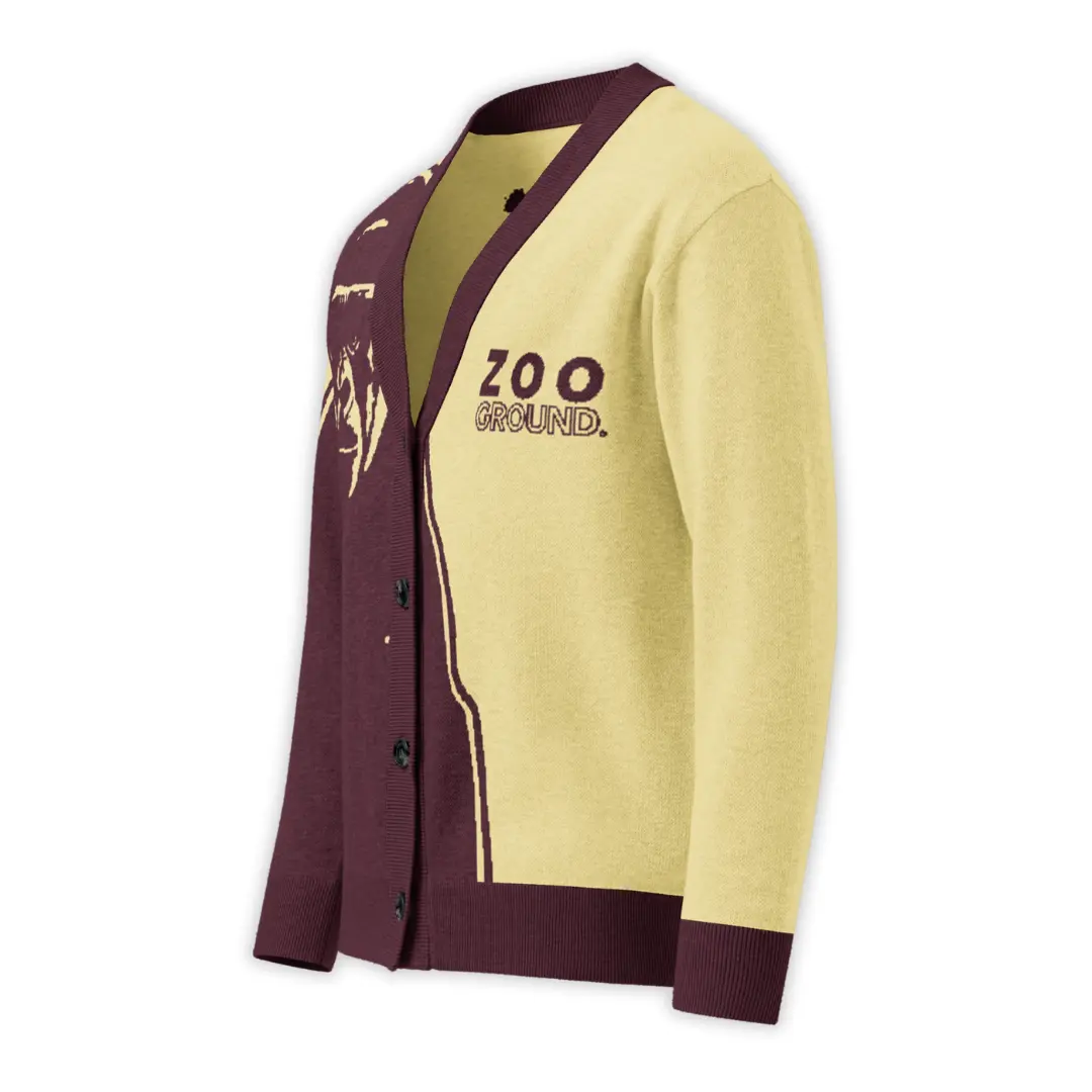 Men's Mellow Gorilla Zoo Ground Jacquard Cardigan, Glamorous Streetwear Style