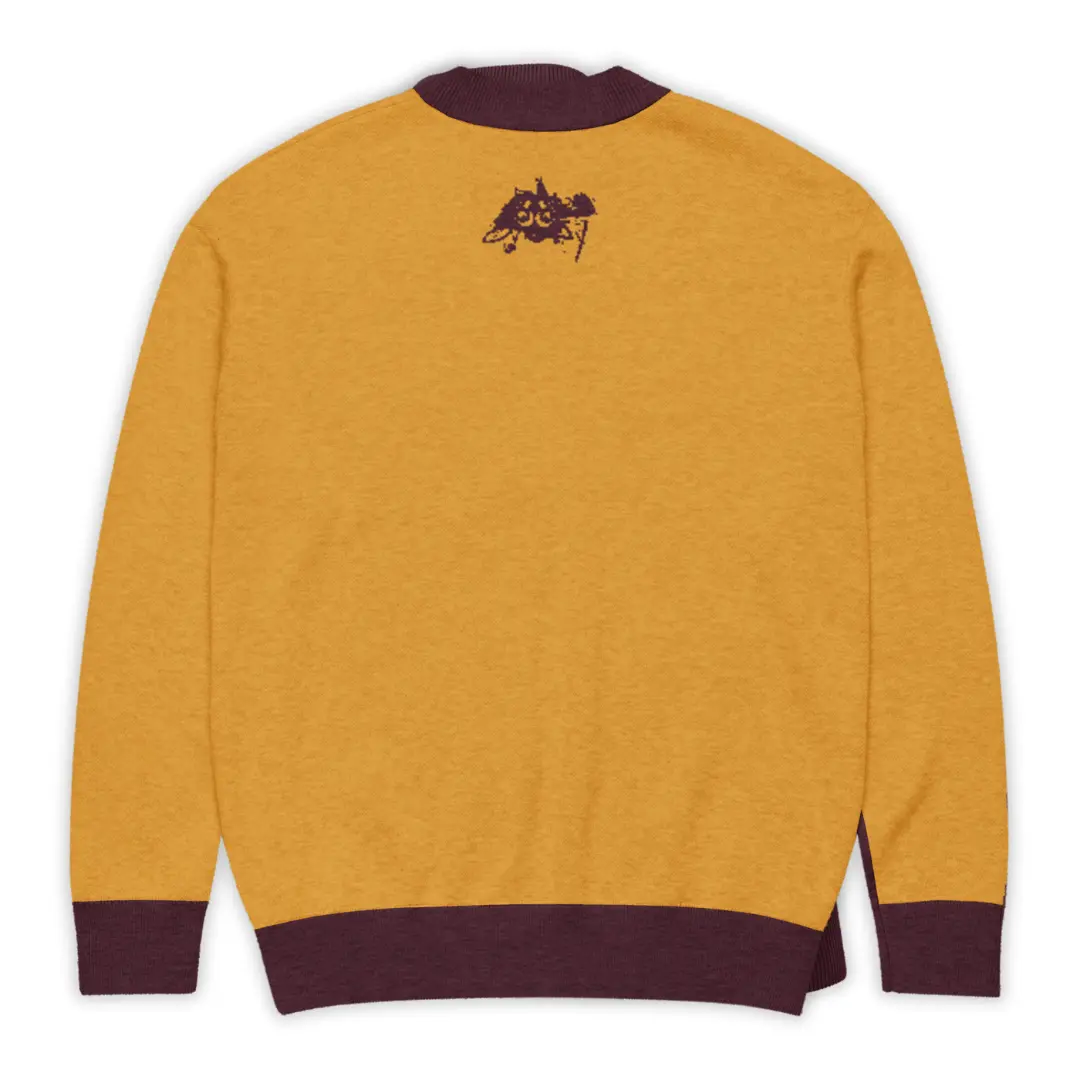 Men's Orange Gorilla Zoo Ground Jacquard Cardigan, Glamorous Streetwear Style