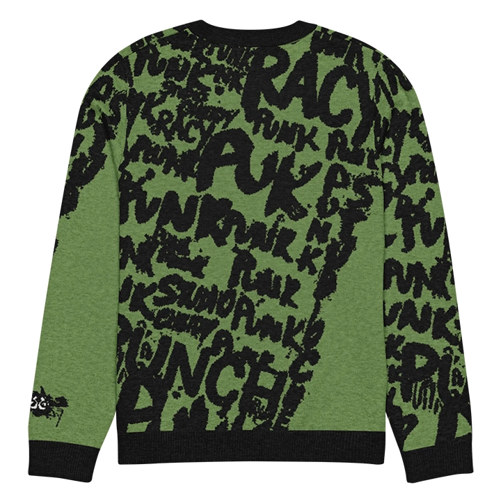 Men’s streetwear sweater with street-punk lettering and overlapping angel graphics, artistic and original design