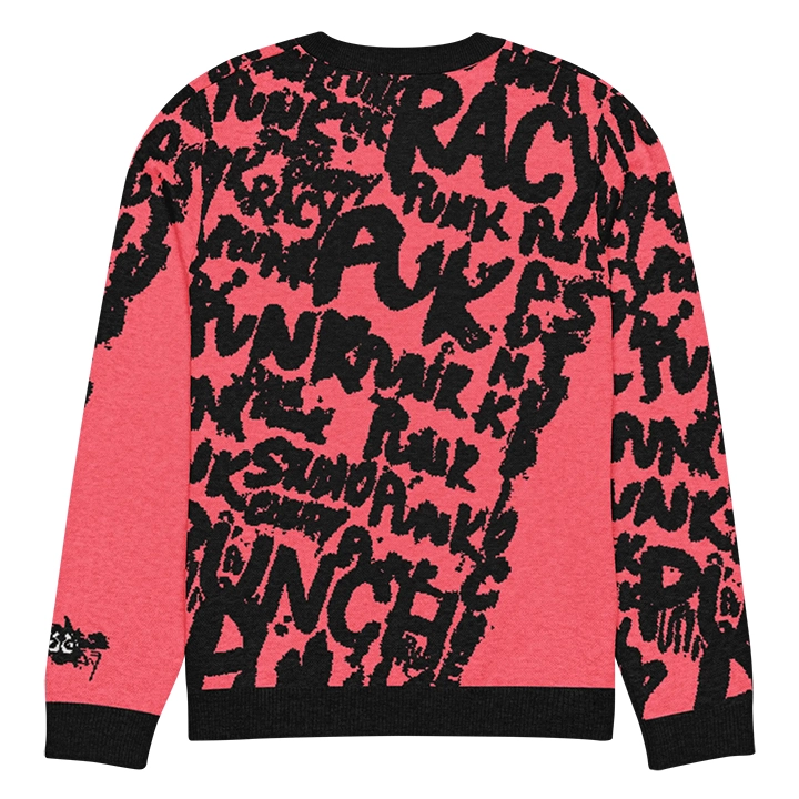 Men’s streetwear sweater with street-punk lettering and overlapping angel graphics, artistic and original design