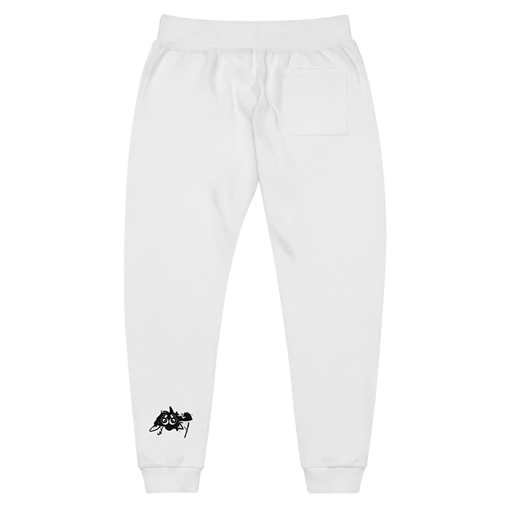 Women's white sweatpants with Sketch brand embroidery on the left leg