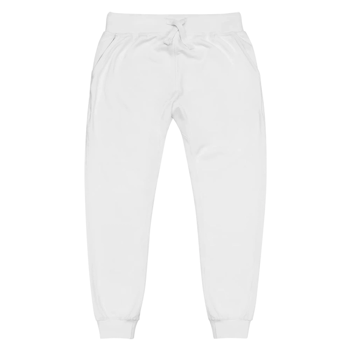 Women's white sweatpants with Sketch brand embroidery on the left leg