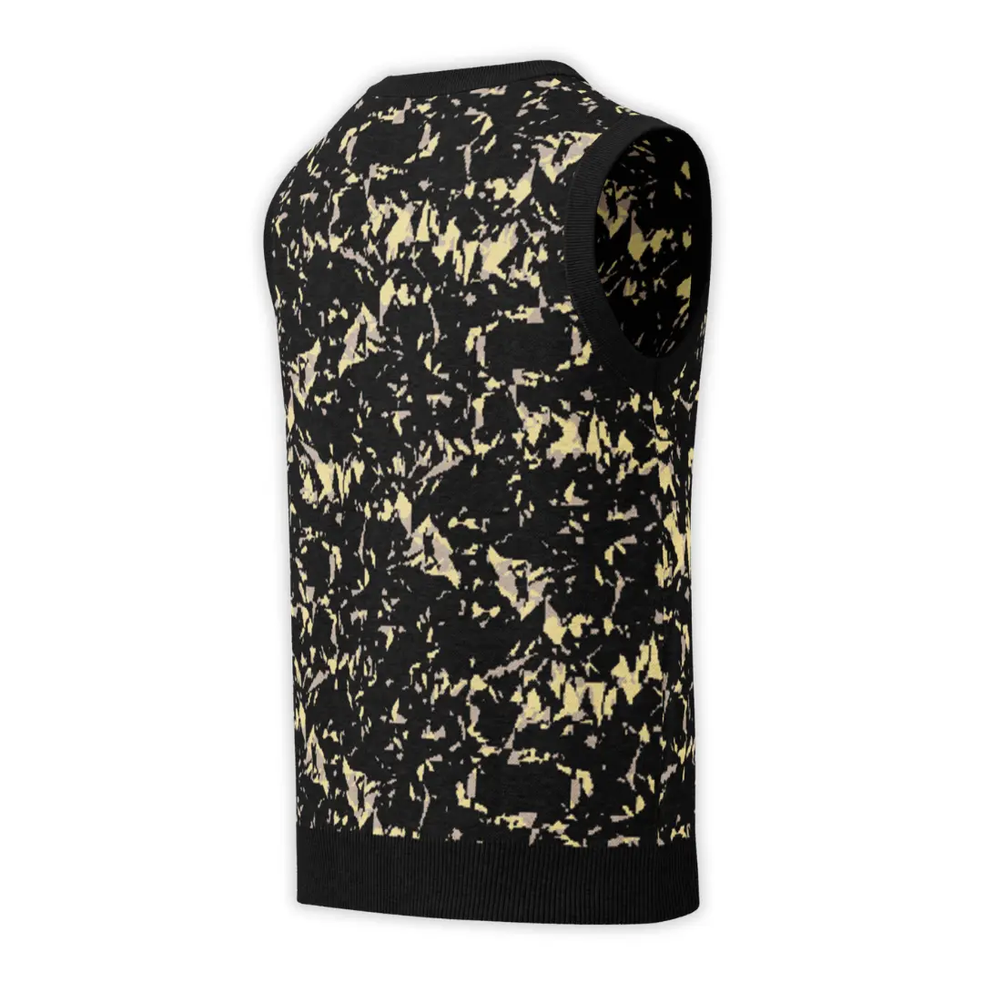 Men's knitted V-neck vest featuring an all-over Crystal print. A bold and distinctive piece, perfect for a glam contemporary streetwear style.