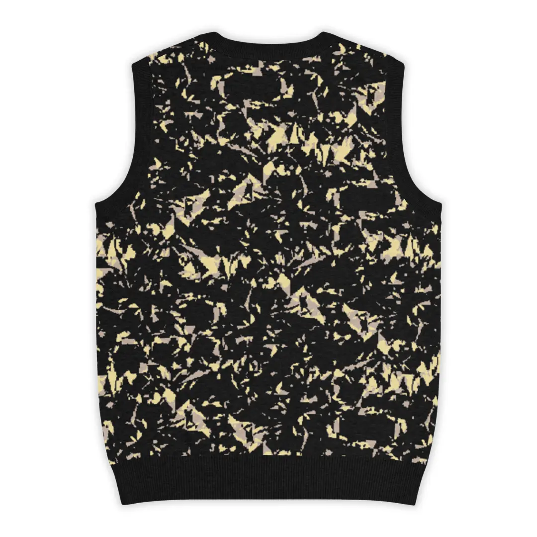 Men's knitted V-neck vest featuring an all-over Crystal print. A bold and distinctive piece, perfect for a glam contemporary streetwear style.