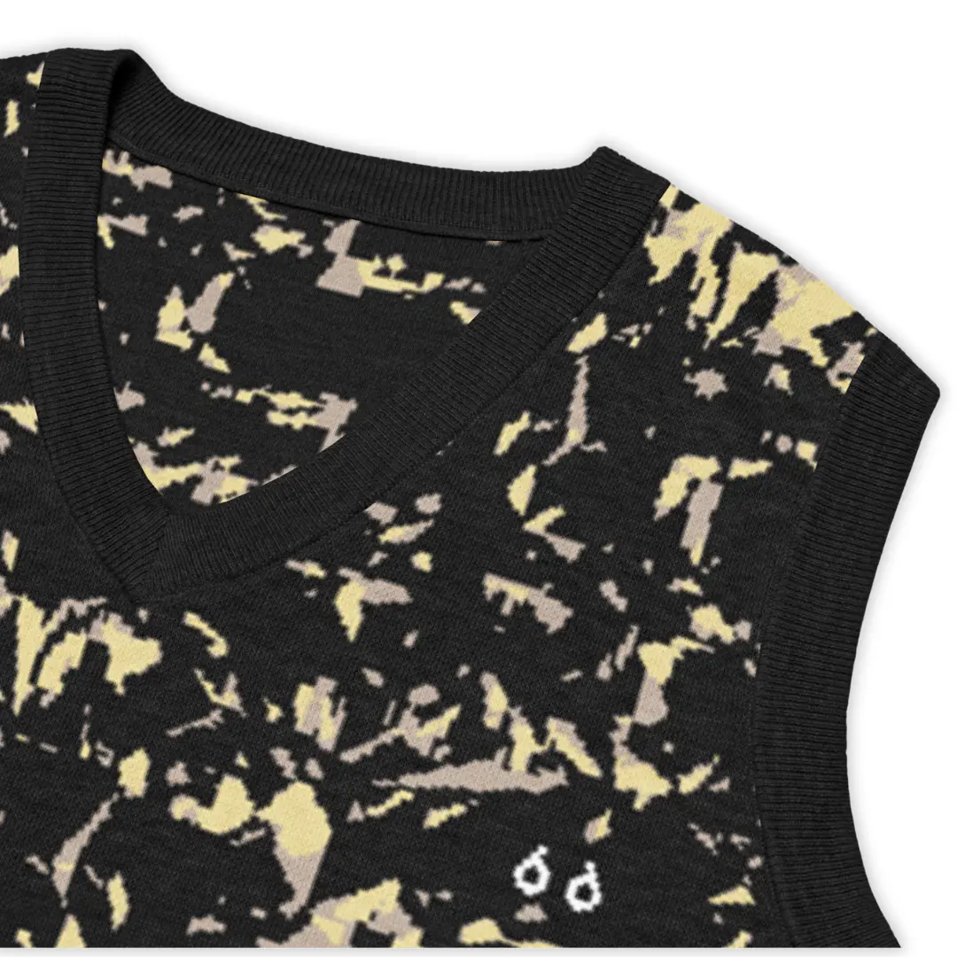 Men's knitted V-neck vest featuring an all-over Crystal print. A bold and distinctive piece, perfect for a glam contemporary streetwear style.