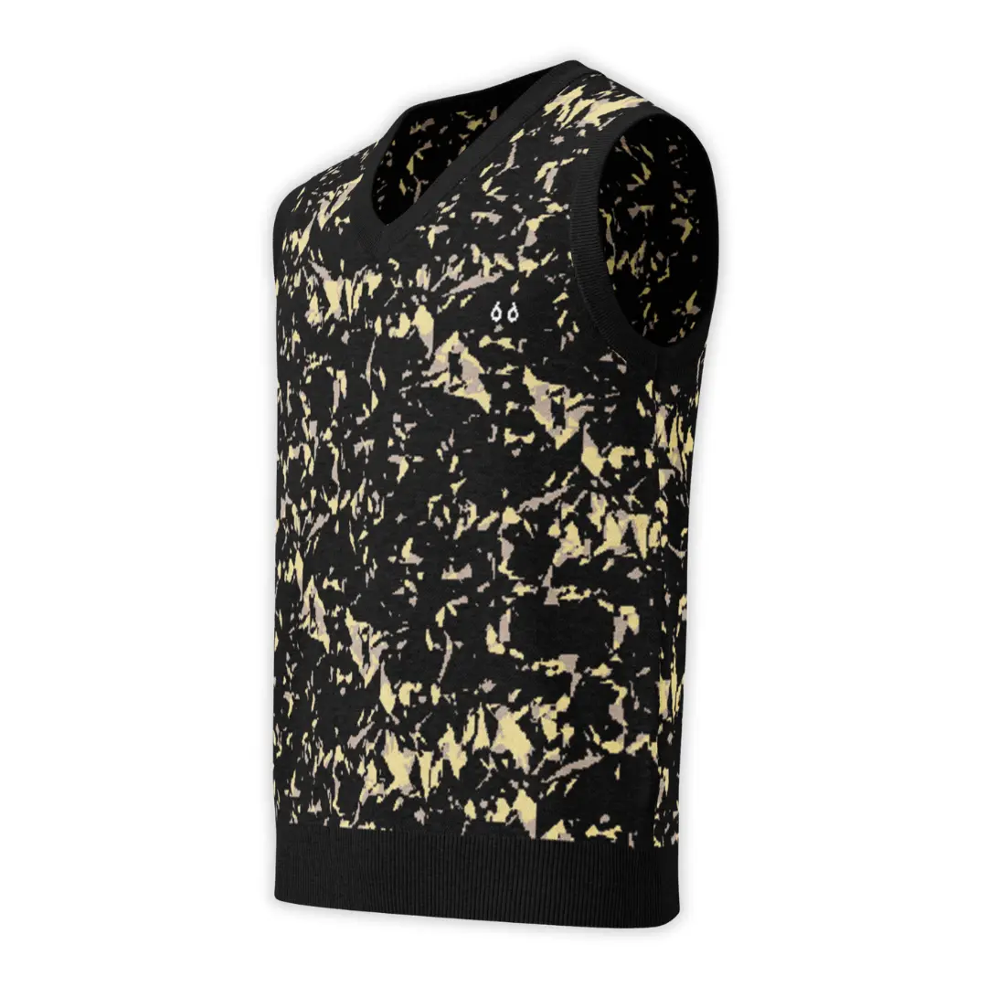 Men's knitted V-neck vest featuring an all-over Crystal print. A bold and distinctive piece, perfect for a glam contemporary streetwear style.