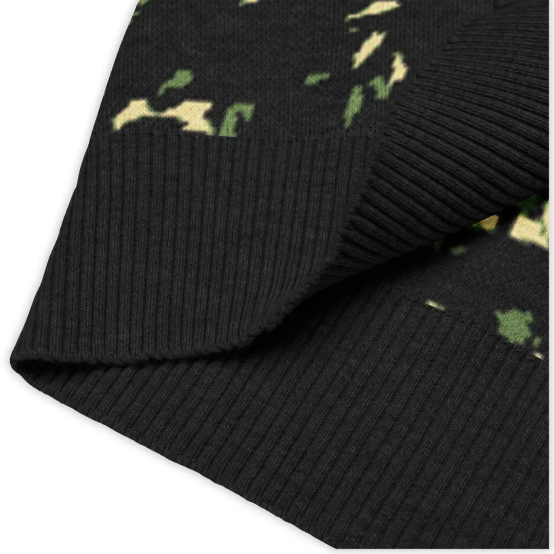 Men's knitted V-neck vest featuring an all-over Crystal Green print. A bold and distinctive piece, perfect for a glam contemporary streetwear style.