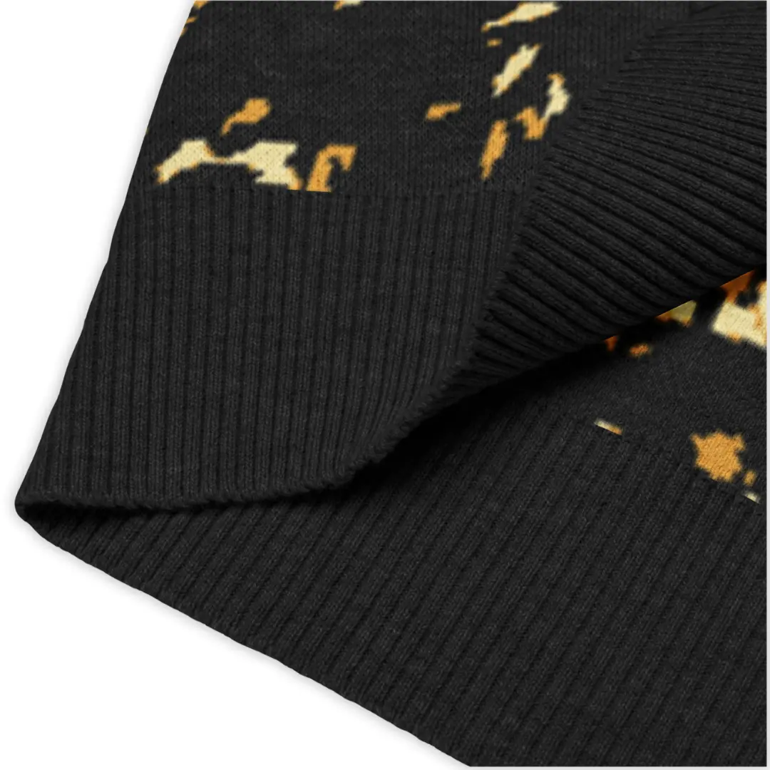 Men's knitted V-neck vest featuring an all-over Crystal Yellow print. A bold and distinctive piece, perfect for a glam contemporary streetwear style.