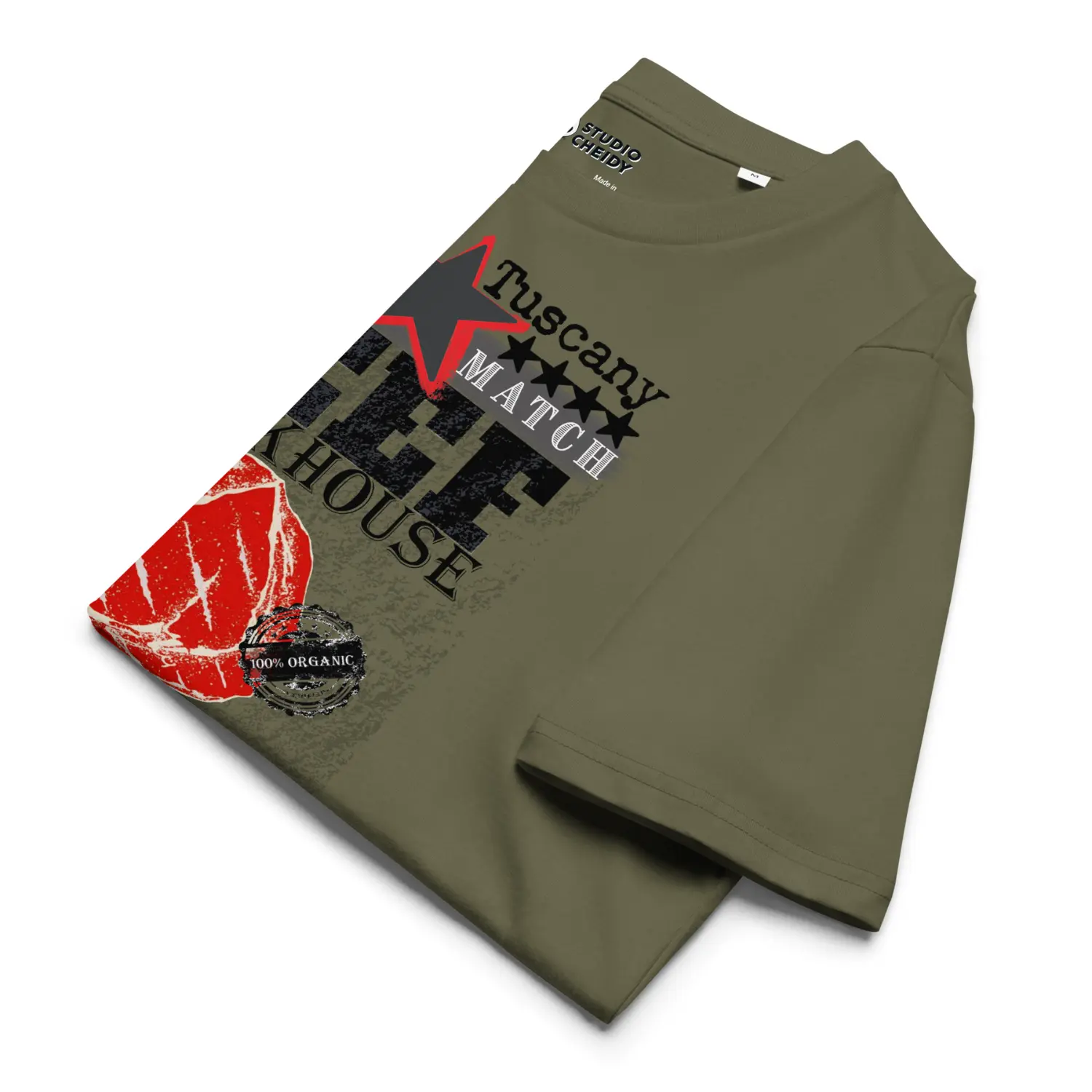 khaki t shirt men tuscany folded detail