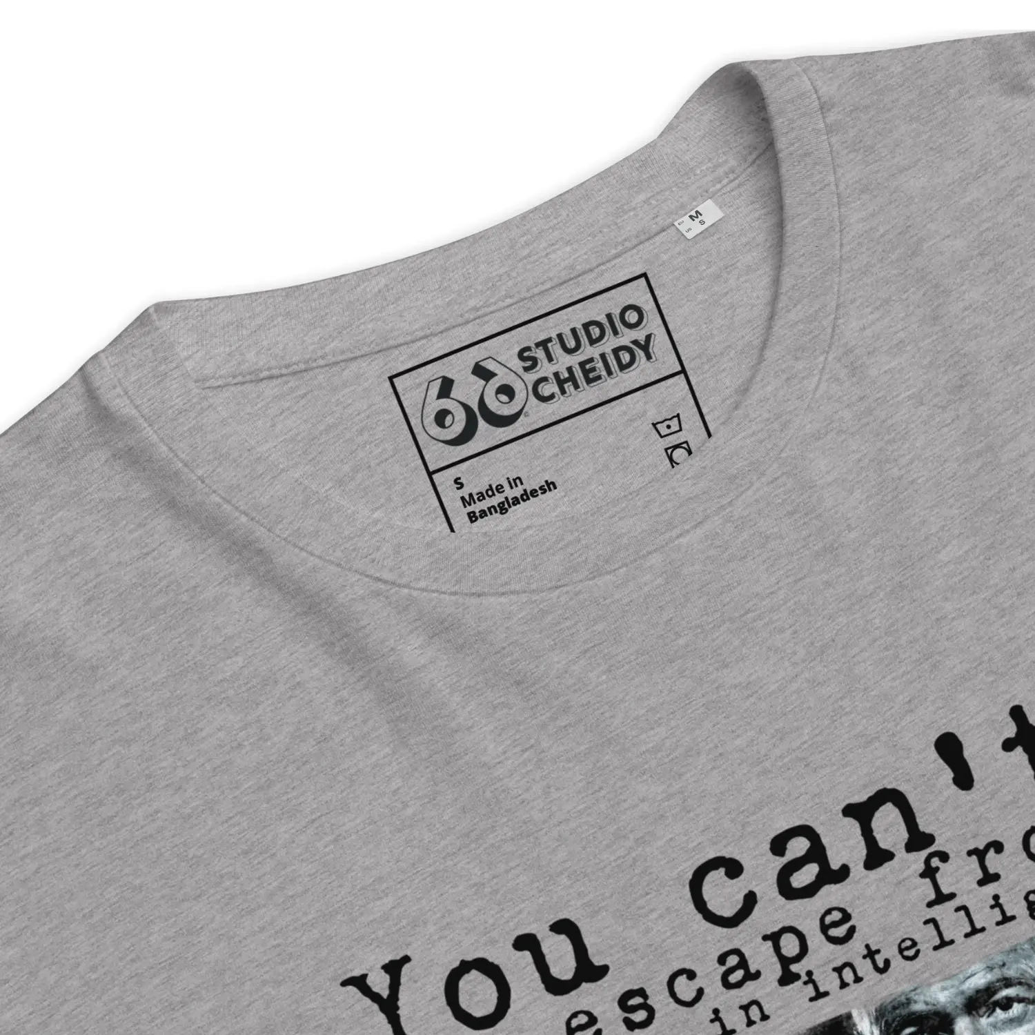 mens t shirt in gray intellectual street detail