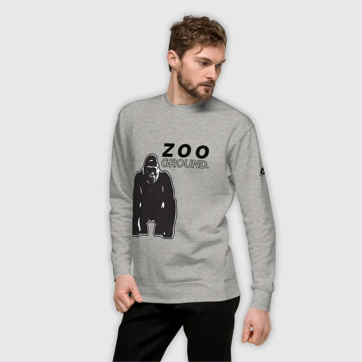 sweatshirt mens design gorilla carbon gray dynamic front