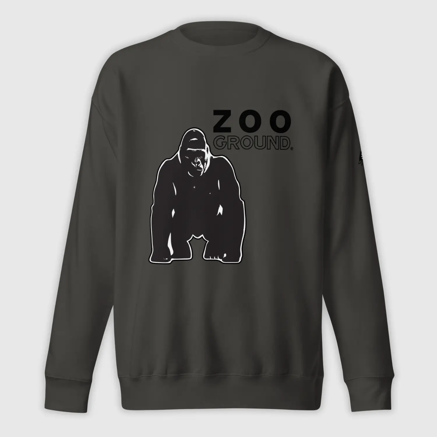 sweatshirt mens design gorilla charcoal heather front