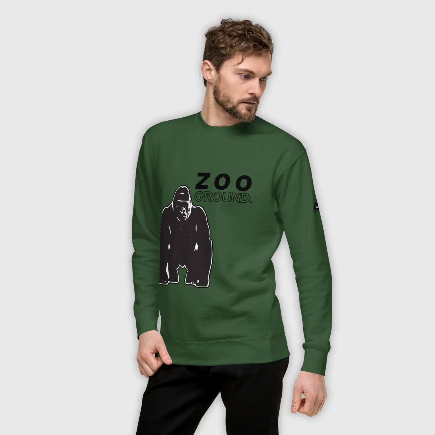 sweatshirt mens design gorilla forest green dynamic front