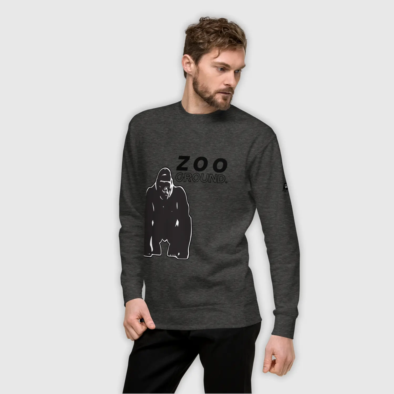 sweatshirt mens design gorilla vintage black dynamic front