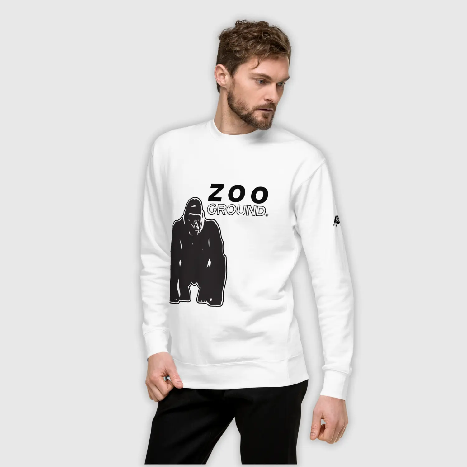 sweatshirt mens design gorilla white dynamic front