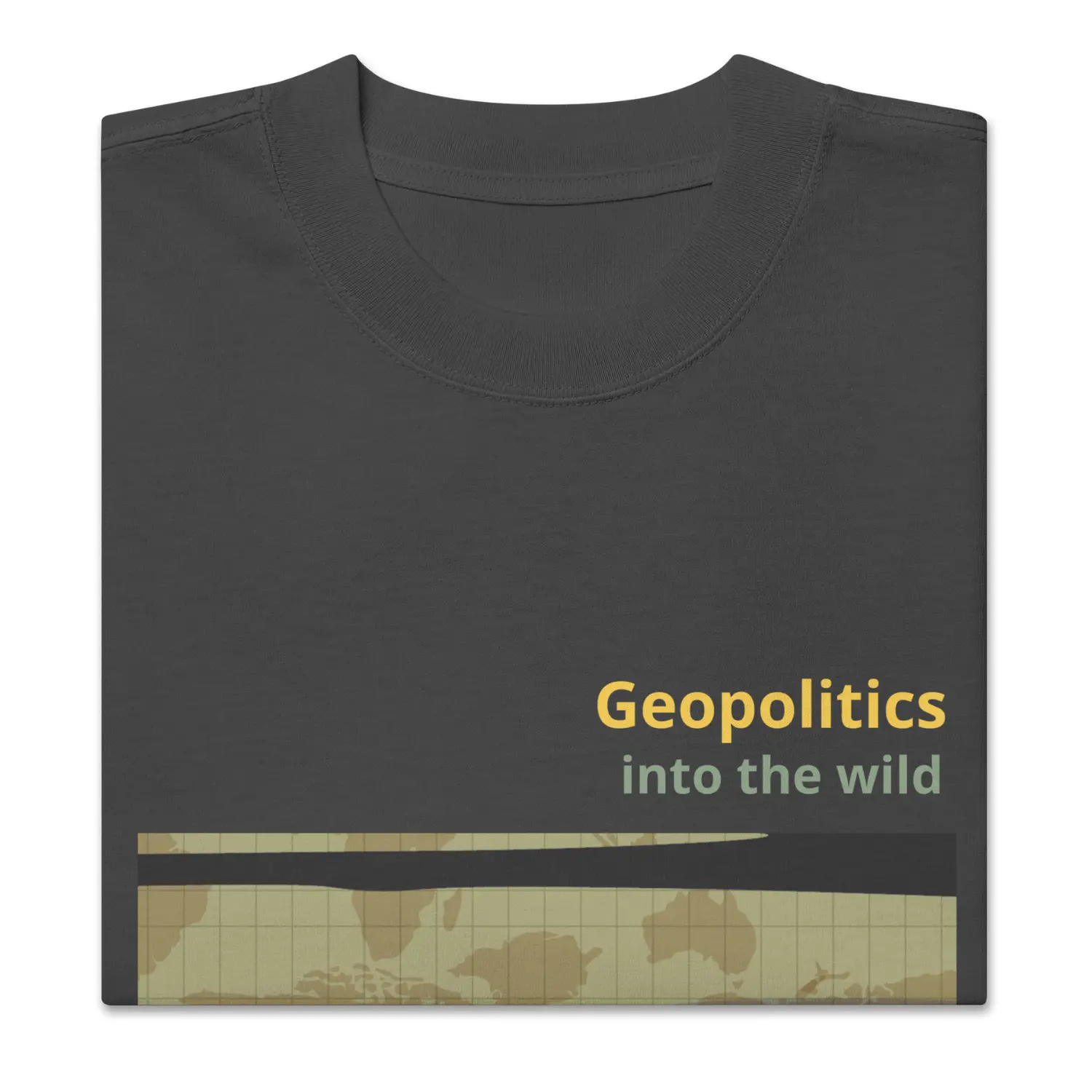 Men’s streetwear T-shirt “Into the Wild” – casual tee inspired by the iconic book and film, featuring an outdoor adventure design with a world map and “Geopolitic” print