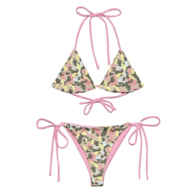 bikini camouflage pink sporty glam front