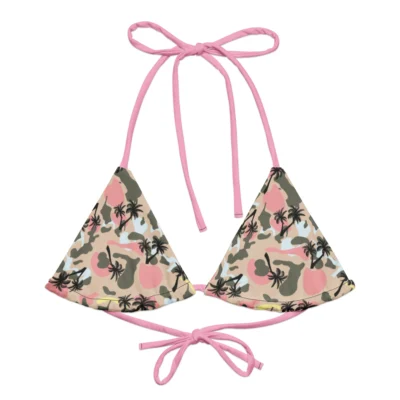 bikini top camouflage black palm front