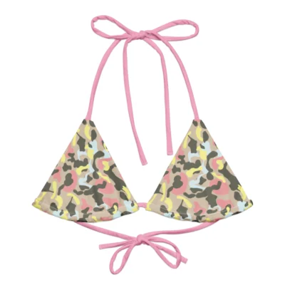 bikini top camouflage pink sporty glam front