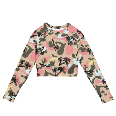 long sleeve crop top camouflage black palm front
